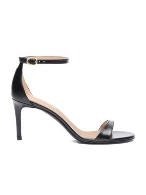 Stuart Weitzman Nudistcurve 75mm Black Ankle-Strap Stiletto Sandals